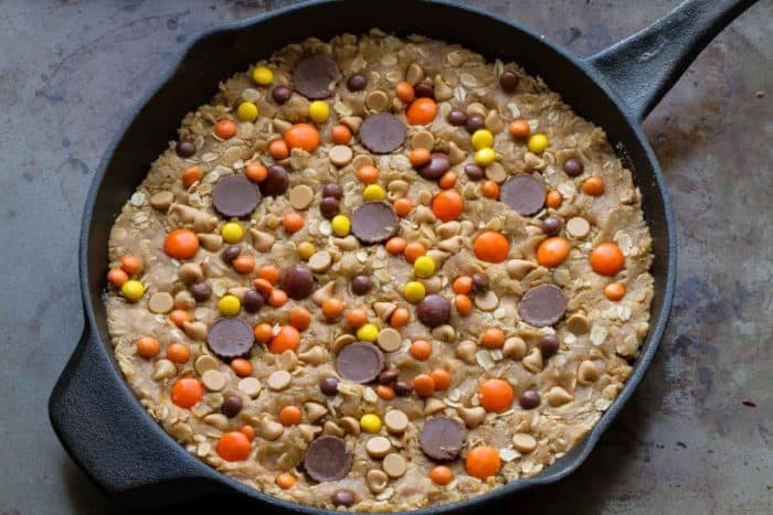 Reese's Peanut Butter Skillet Cookie before baking