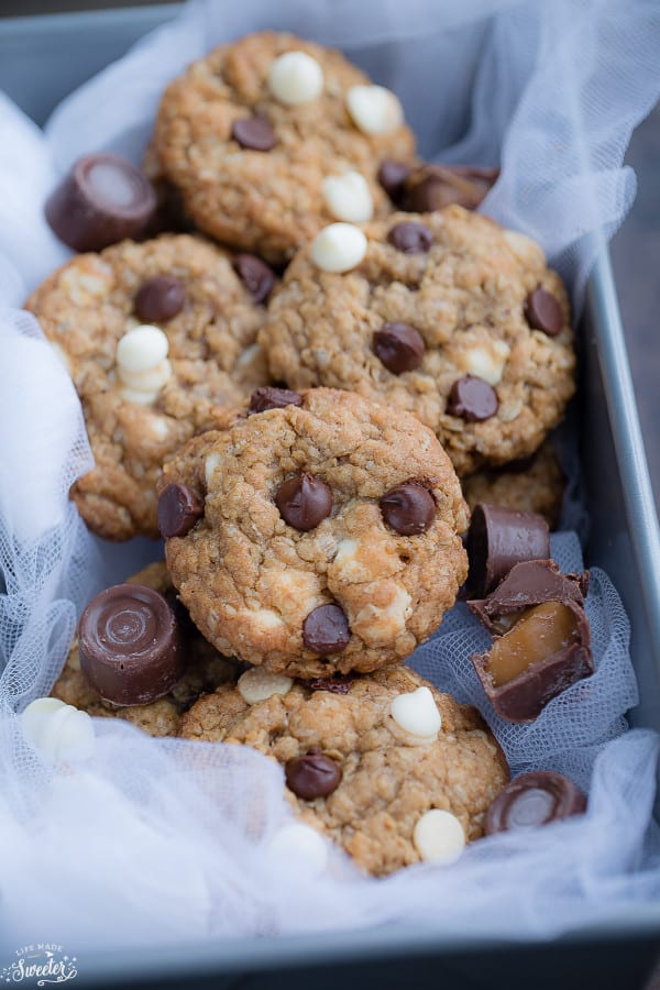 Rolo Stuffed Caramel Oatmeal Cookies make the perfect indulgent treat