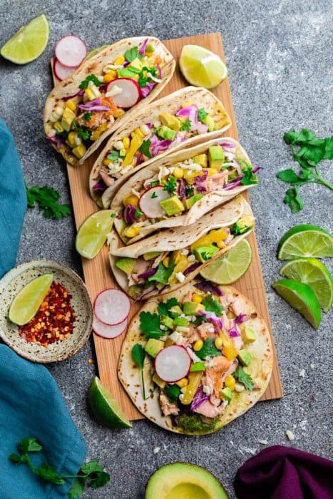 Easy Salmon Tacos with Avocado Cream - Grill, Oven or Pan-Fried