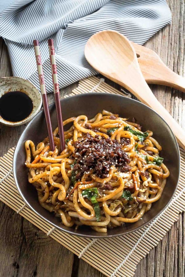 Stir Fried Shanghai Noodles with Ground Pork & Nappa Cabbage