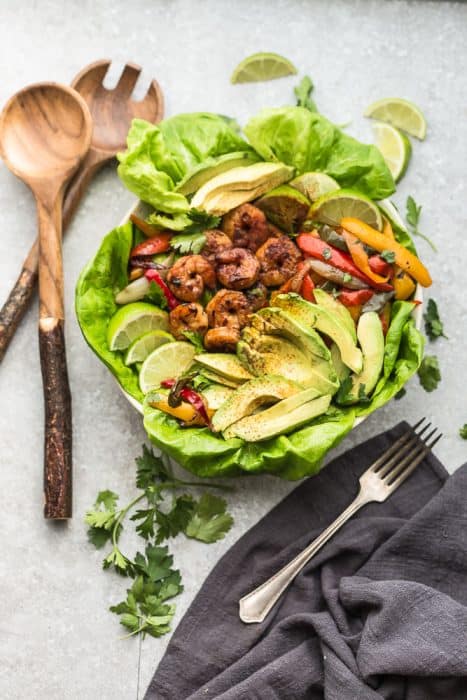 Sheet Pan Shrimp Fajitas - One Pan - Meal Prep Lunch Bowls