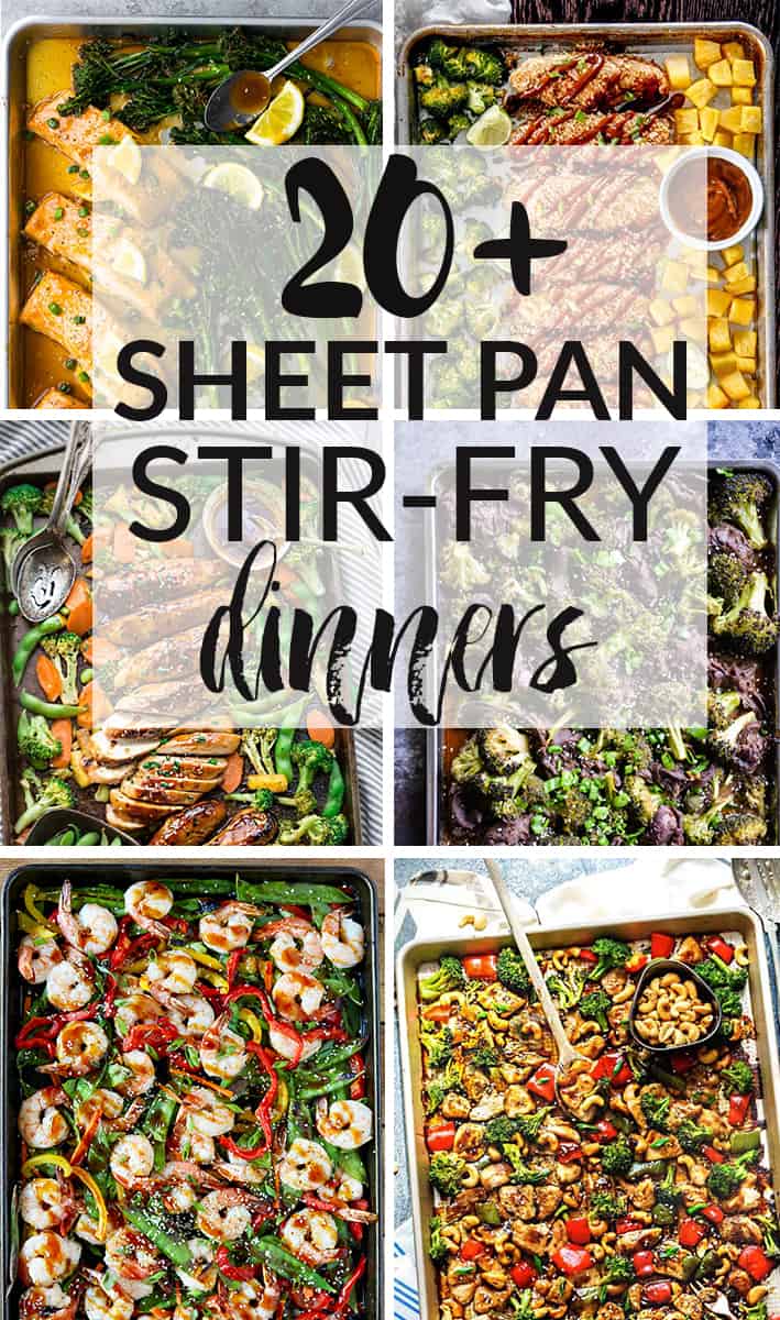 20+ Sheet Pan Stir-Fry Dinners – all the elements you love about classic stir-fries made easier on a baking sheet. Perfect for meal prep without the hassle of watching over everything on the stove-top.