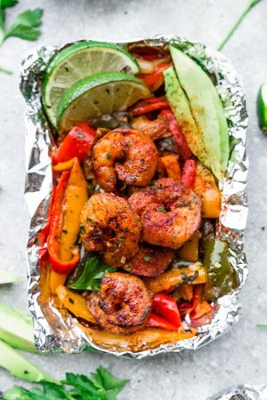 Shrimp Fajita Foil Packets - Low Carb, Keto, Whole 30 & Paleo