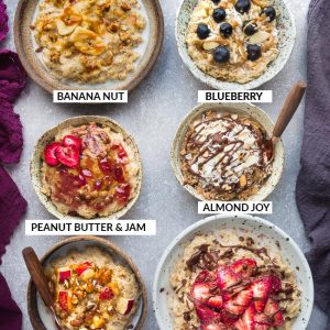 Easy Oatmeal - How to Cook the Perfect Bowl of Old Fashioned Rolled Oats with Six Delicious Recipes. A quick & healthy make ahead breakfast for cooler fall / winter mornings with creamy results every time. Includes stovetop and Instant Pot instructions.