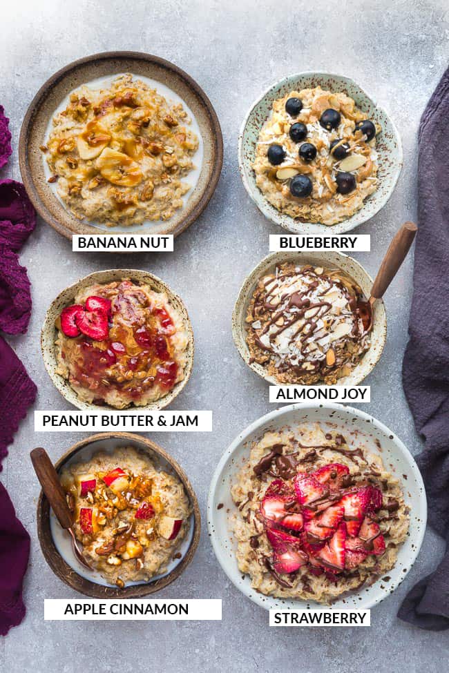 Easy Oatmeal - How to Cook the Perfect Bowl of Old Fashioned Rolled Oats with Six Delicious Recipes. A quick & healthy make ahead breakfast for cooler fall / winter mornings with creamy results every time. Includes stovetop and Instant Pot instructions.