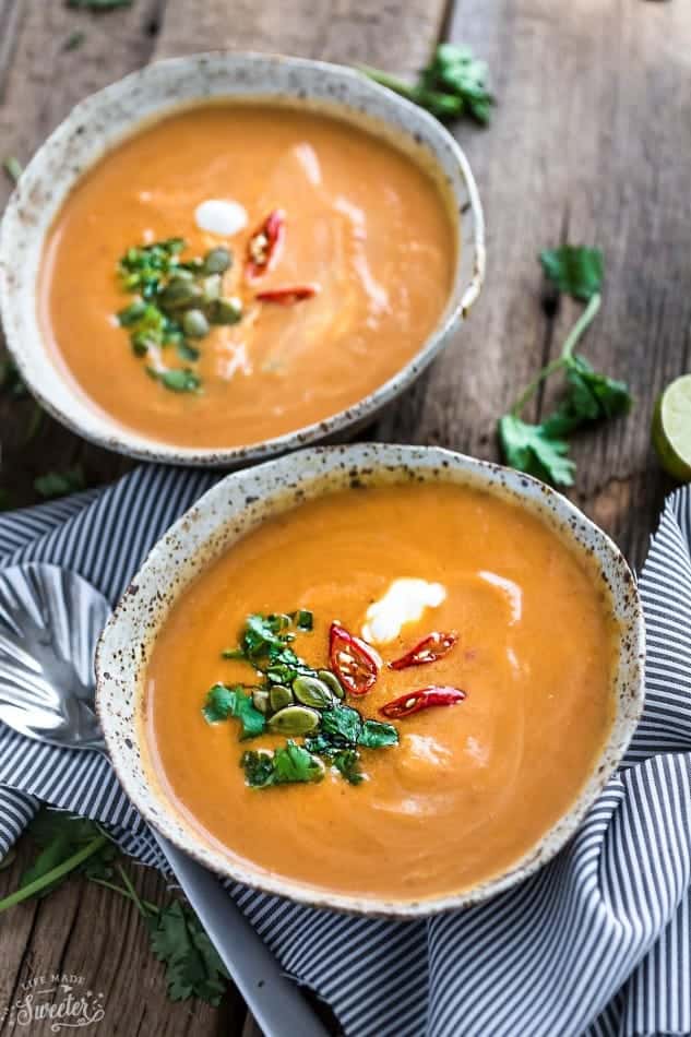 Butternut Squash & Sweet Potato Soup makes the perfect comforting soup. Best of all, it's so easy to make all in your crock-pot!