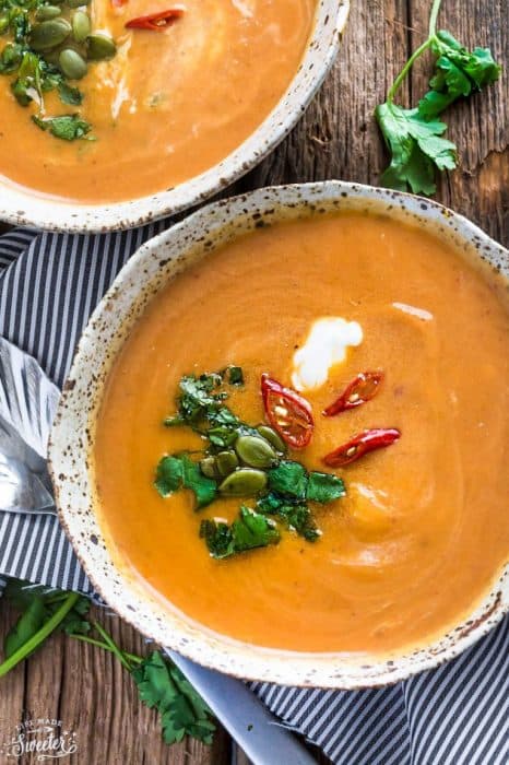 Slow Cooker Butternut Squash & Sweet Potato Soup | Crock Pot Soup