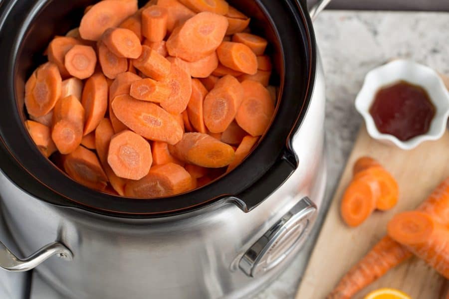 Slow cooker carrots in Crockpot. 