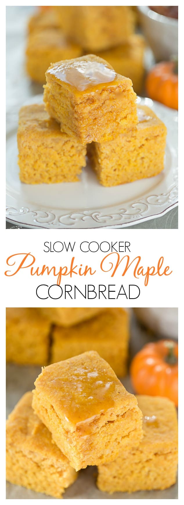 Slow Cooker Pumpkin Cornbread is easy to make & perfect with chili or soup!