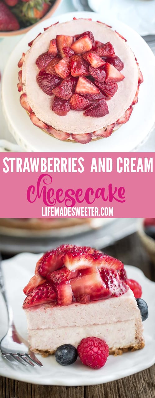 Slow Cooker Strawberries and Cream Cheesecake makes the perfect summer treat!