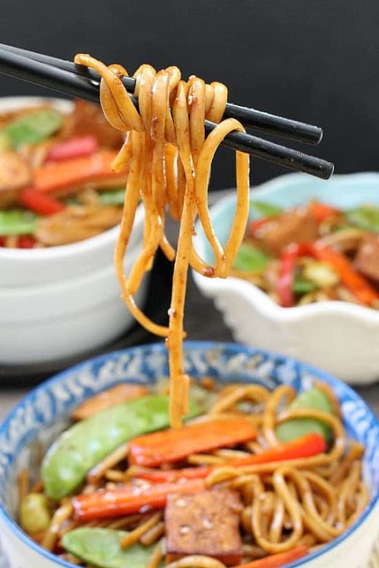 Slow Cooker Vegetable Lo Mein makes the perfect easy weeknight meal! Best of all, takes only a few minutes to put together with the most authentic flavors! Way better than takeout!