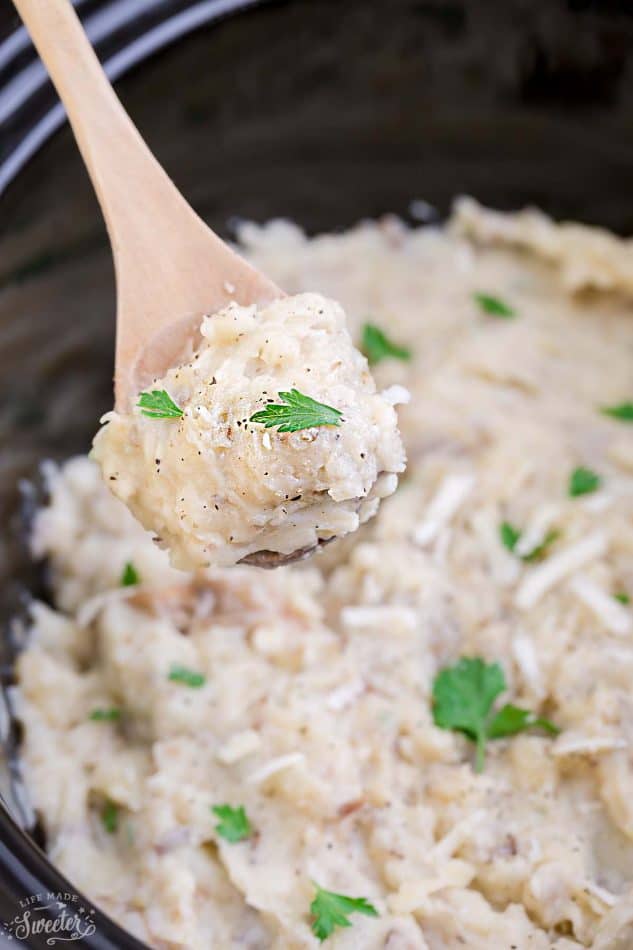 Slow Cooker Mashed Potatoes make the perfect easy side dish. They cook up super creamy all in your crock-pot! The best part about them is that there is no pre-boiling required!Slow Cooker Mashed Sweet Potatoes make the perfect easy side dish. They cook up super creamy all in your crock-pot! The best part about them is that there is no preboiling required!