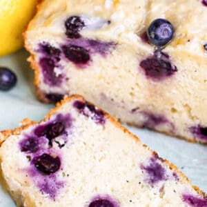 Pinterest graphic for blueberry bread recipe.