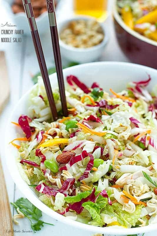 Sriracha Asian Crunchy Ramen Noodle Salad - aka Chinese Chicken Salad -  so yummy, easy & perfect for potlucks!