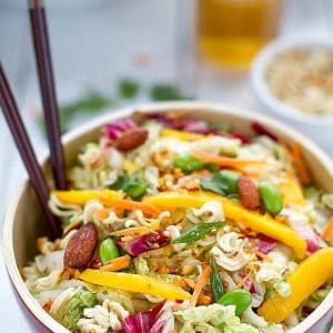 Sriracha Asian Crunchy Ramen Noodle Salad - aka Chinese Chicken Salad - so yummy, easy & perfect for potlucks!