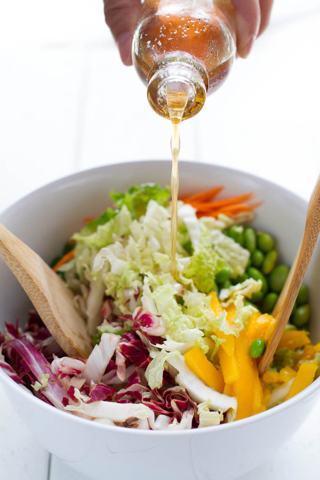 Sriracha Asian Crunchy Ramen Noodle Salad - aka Chinese Chicken Salad - so yummy, easy & perfect for potlucks!