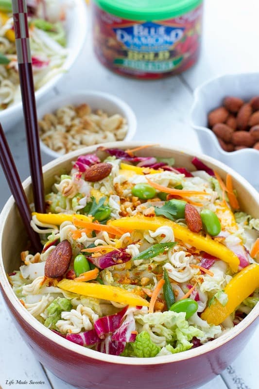 Sriracha Asian Crunchy Ramen Noodle Salad - aka Chinese Chicken Salad - so yummy, easy & perfect for potlucks!