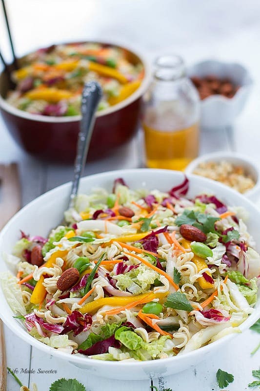 Sriracha Asian Crunchy Ramen Noodle Salad - aka Chinese Chicken Salad -  so yummy, easy & perfect for potlucks!