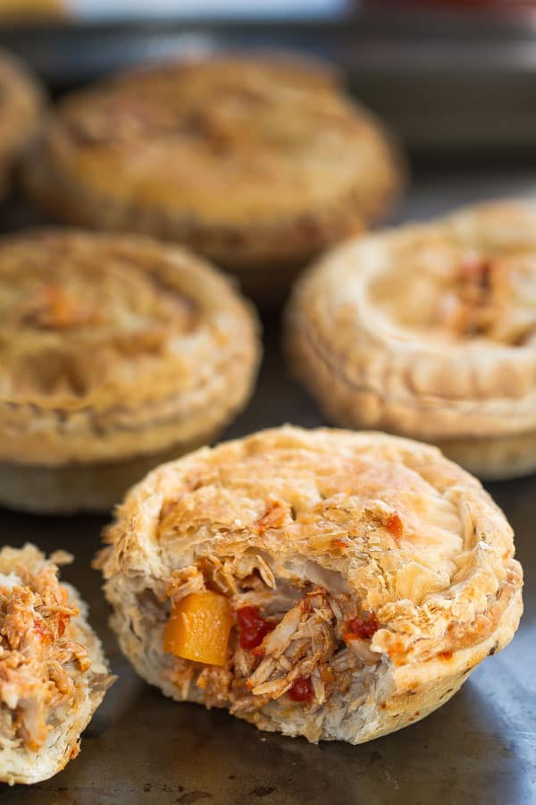 Sriracha Maple Pulled Pork Mini Pot Pies make the perfect comforting dish for fall!!