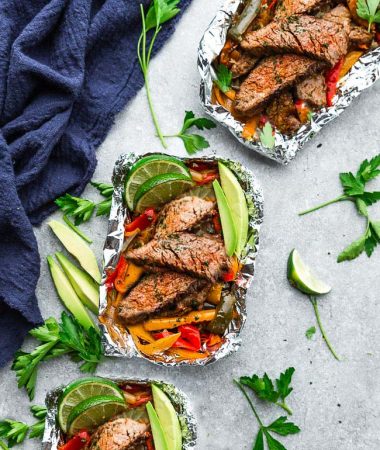 Steak Fajita Foil Packets are the perfect easy & low carb meal for summer grilling, camping and cookouts. Best of all, they’re loaded with all your favorite Tex Mex flavors. Paleo, whole 30, gluten free & keto friendly meal.