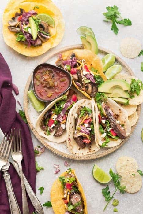 Grilled Steak Tacos are full of flavor and loaded with all the classic taco-truck toppings. Best of all, the steak is perfectly tender, juicy and perfect for Taco Tuesday or any day.