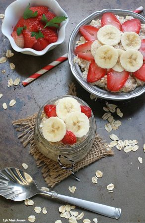 Strawberry, Banana & Coconut Overnight Oats - An easy and delicious combination of banana, strawberry and coconut overnight oats.