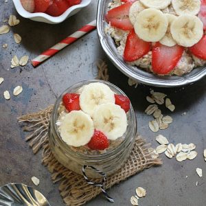 Strawberry, Banana & Coconut Overnight Oats- an easy and delicious combination of banana, strawberry and coconut overnight oats.