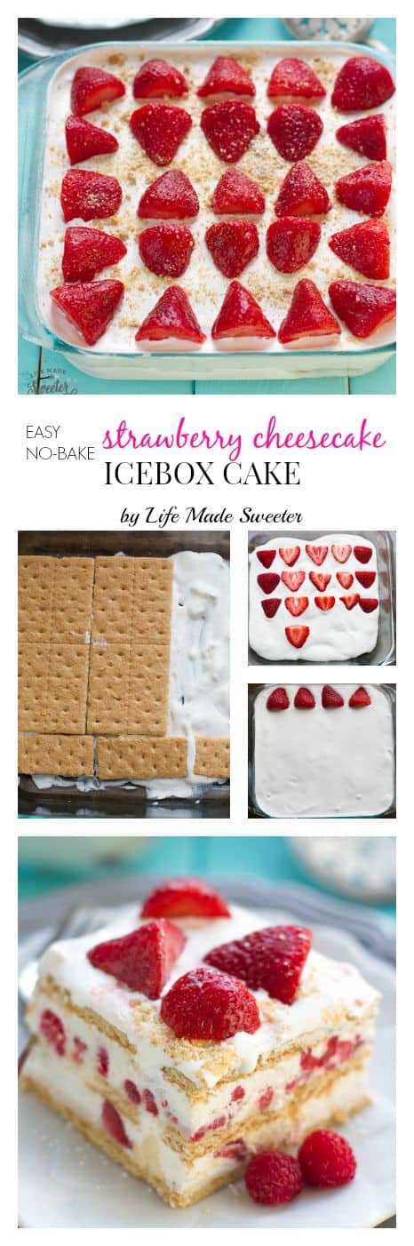 Strawberry Icebox Cake NO BAKE + Cheesecake filling + Recipe VIDEO