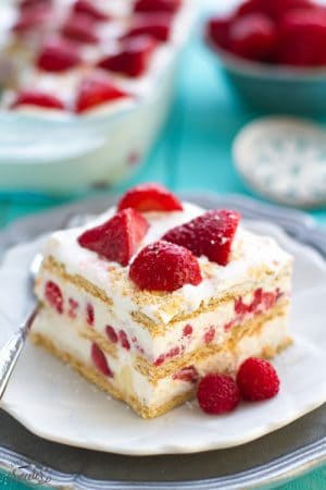 Strawberry Cheesecake Icebox Cake makes an easy no-bake dessert & perfect for sharing with a crowd