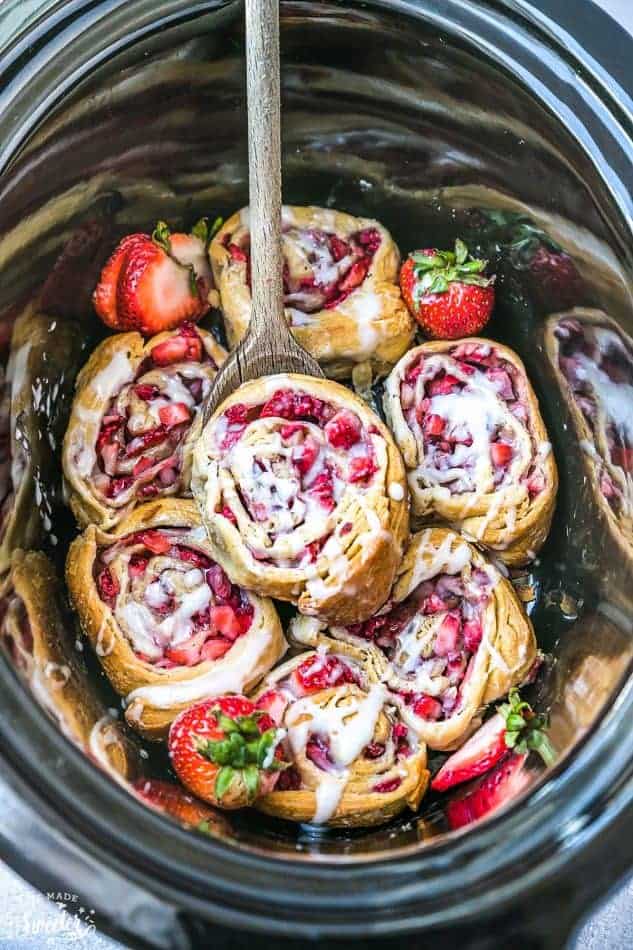 Easy Strawberry Cinnamon Rolls make the perfect indulgent treat for breakfast, brunch or even dessert. Best of all, these effortless rolls take no time at all using Pillsbury crescent roll dough, fresh strawberries and a cinnamon sugar filling. No yeast or rising required!