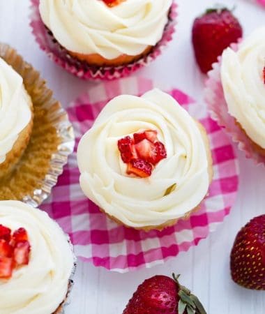 Strawberry Filled Vanilla Cupcakes make the perfect celebratory treat!
