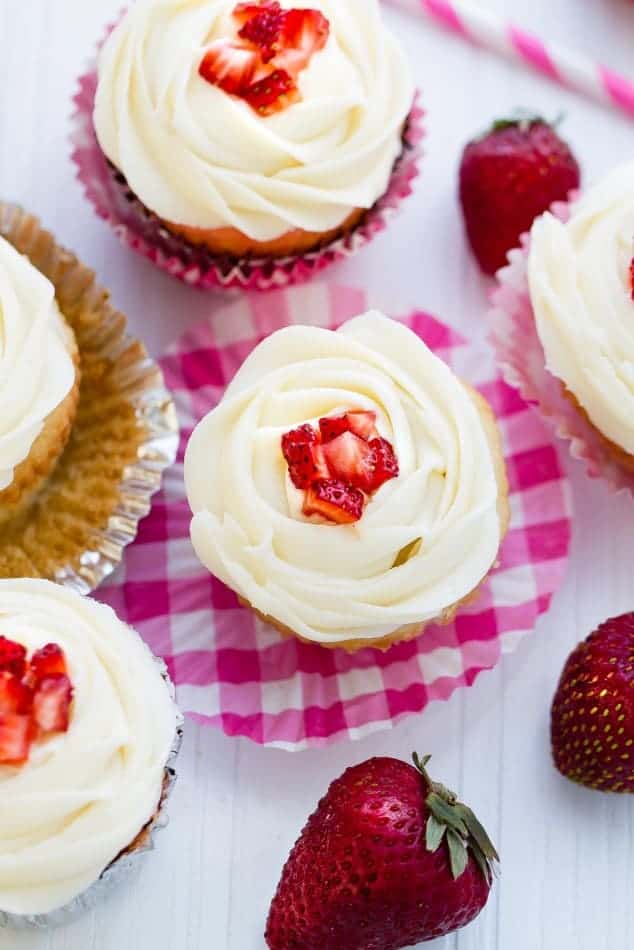 Strawberry Filled Vanilla Cupcakes