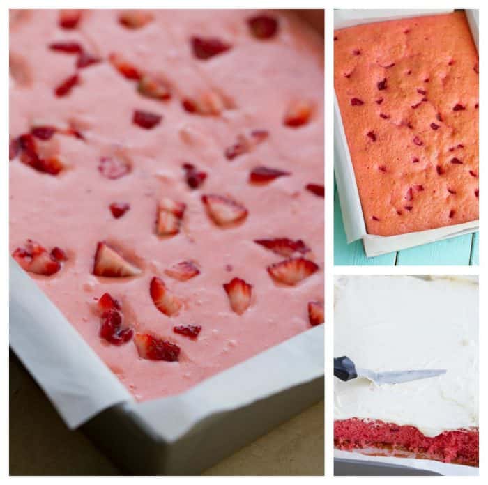 Strawberry Frosted Sheet Cake is perfect for summer parties