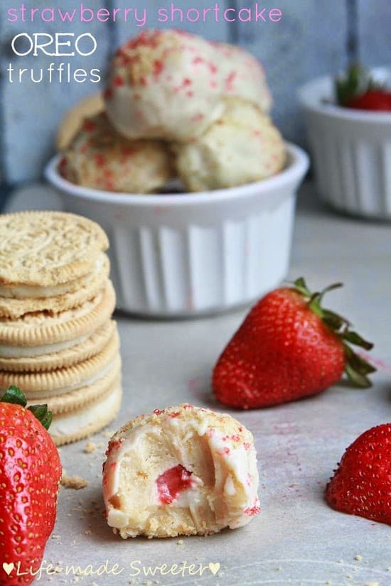 Strawberry Shortcake Stuffed Golden Oreo Truffles