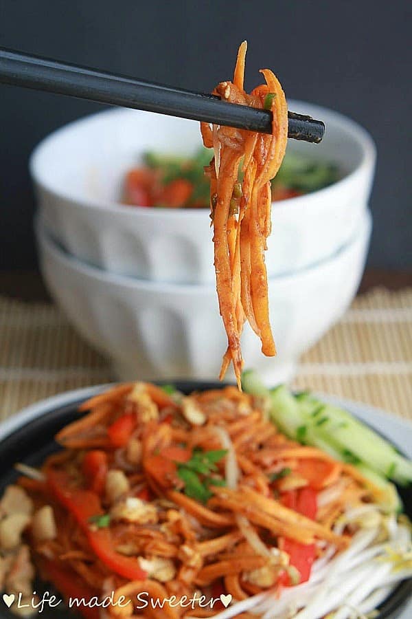 Pad Thai with Sweet Potato Noodles makes the perfect easy weeknight meal and so much better than takeout!