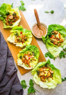 Teriyaki Chicken Lettuce Wraps - a light and healthy meal with all the favorite flavors of the takeout favorite. Best of all, comes together super quick so they're perfect for busy weeknights.