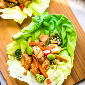 Teriyaki Chicken Lettuce Wraps - a light and healthy meal with all the favorite flavors of the takeout favorite. Best of all, comes together super quick so they're perfect for busy weeknights.