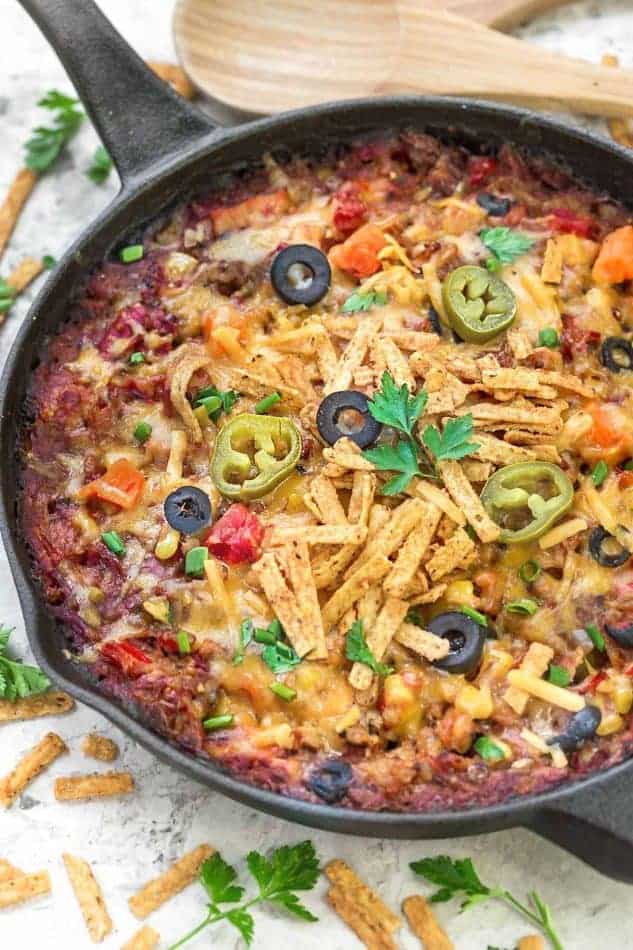 Tex Mex Turkey and Rice Casserole makes the perfect way to use up any leftovers from Thanksgiving and the holidays. Best of all it's full of delicious Tex Mex spices and cooks up in just one skillet! 