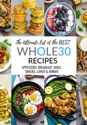 Collage of Whole30 One Pan Recipes
