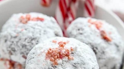 Peppermint Snowball Cookies