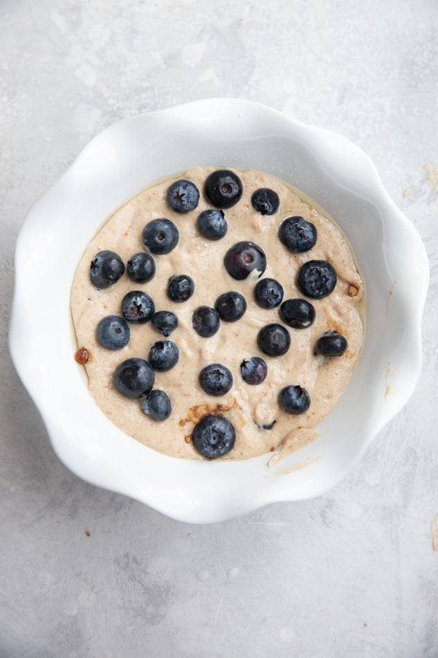 batter for baked oats with blueberries
