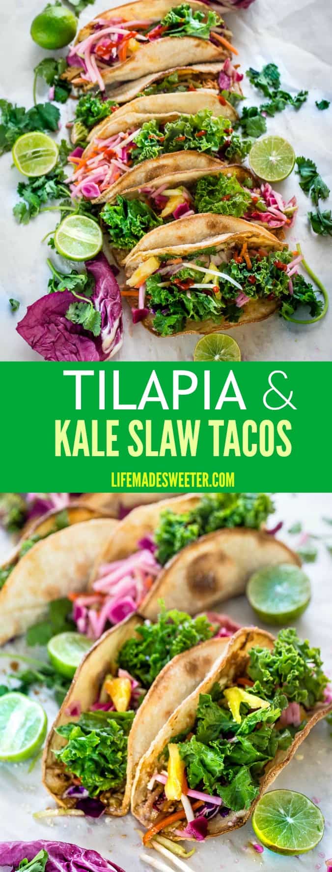 Tilapia & Kale Slaw Tacos make the perfect easy & healthy meal