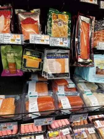 Seafood cooler section at Trader Joe's