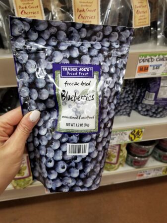A package of Trader Joe's freeze dried blueberries