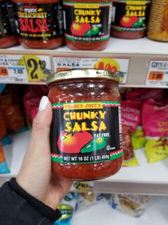 A jar of Trader Joe's chunky salsa