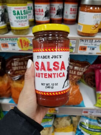 A jar of Trader Joe's Salsa Autentica