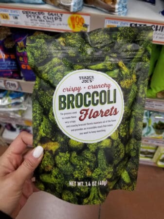 A package of Trader Joe's dried broccoli florets