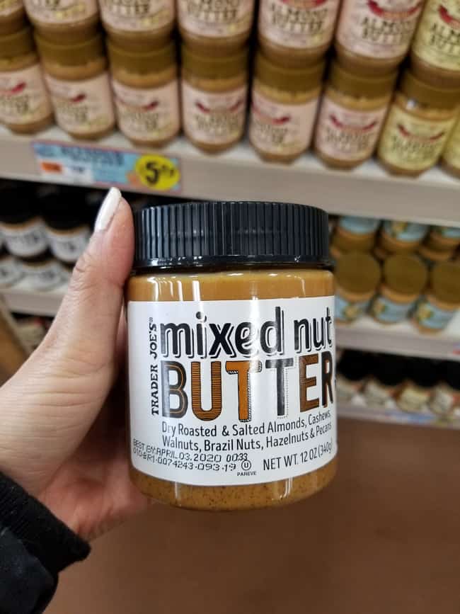 A jar of Trader Joe's mixed nut butter