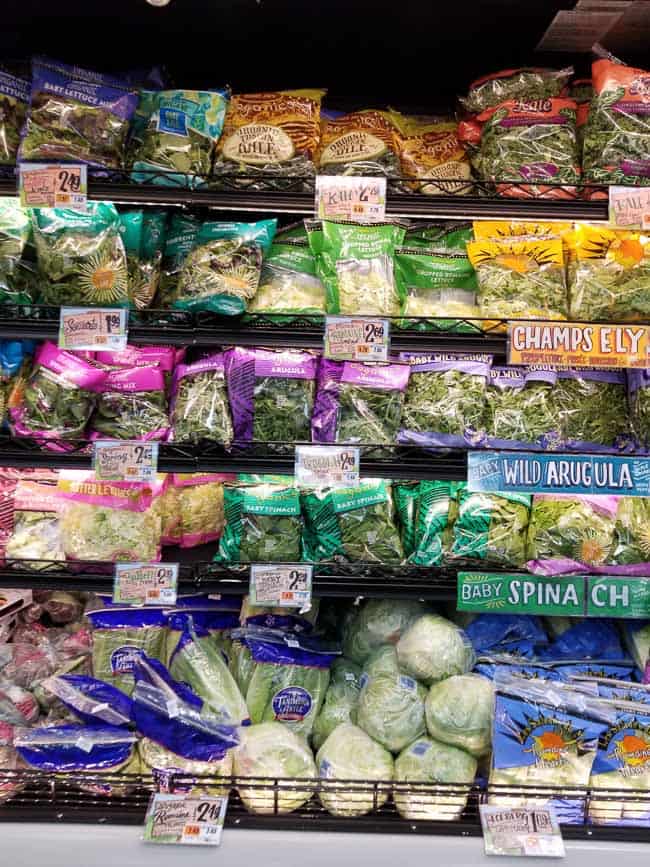 Packaged produce in a cooler at Trader Joe's