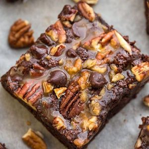 Top view of a Paleo Turtle Brownie